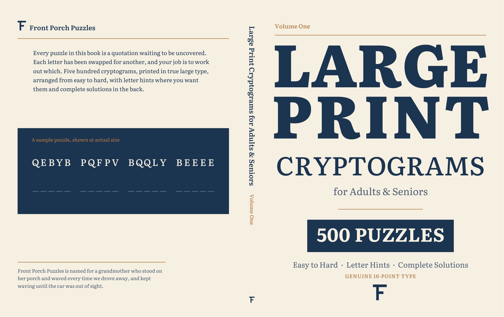 Full wrap cover for Large Print Cryptograms for Adults and Seniors