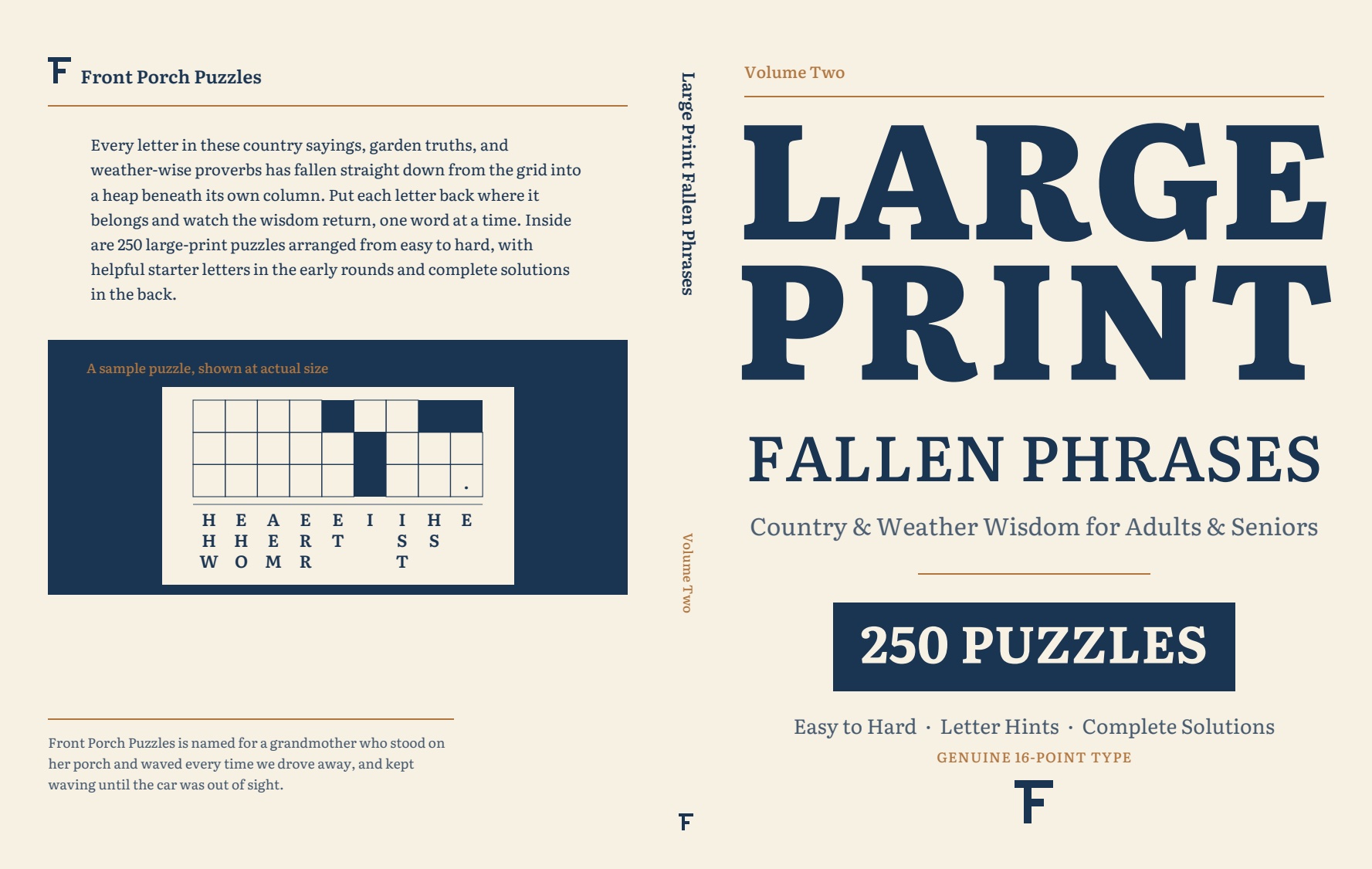 Full wrap cover for Large Print Fallen Phrases, Country and Weather Wisdom